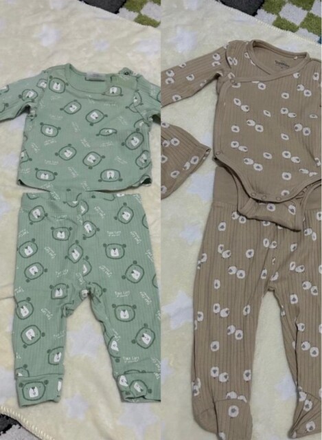 Kahverengi Bebek Takımı-Yeşil Bebek Erkek Pijama takımı