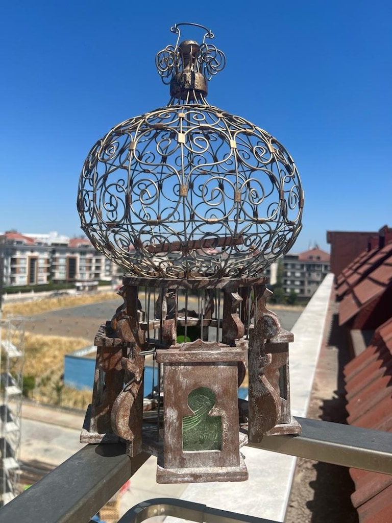 SON FİYAT Vintage Antika Altın Renk Kuş Kafesi Nadir - 2