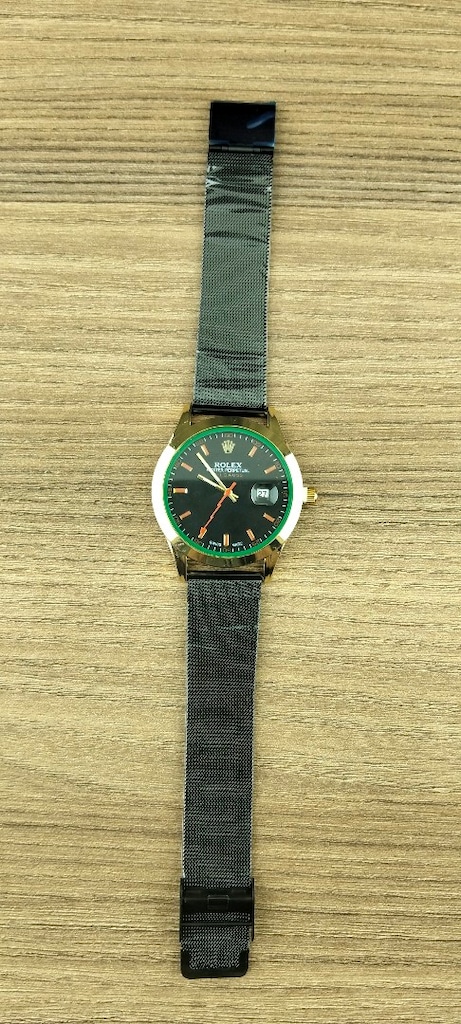 Sıfır Kullanılmamış 40 mm Siyah Kadranlı Metal Hasır Kordonlu Kol Saat - 2