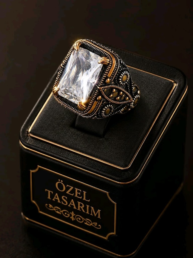 Beyaz Zirkon 925 Ayar Gümüş Yüzük - 6