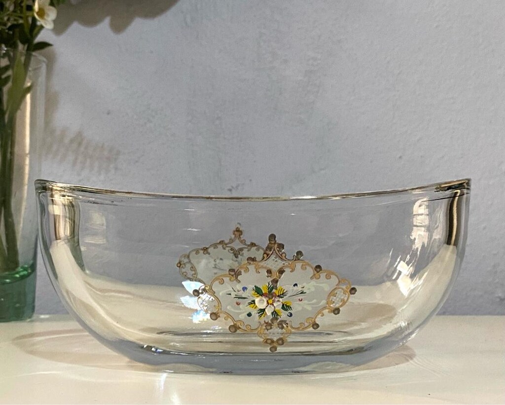 PAŞABAHÇE Butik Vintage El Boyama Cam Jardinyer & Gondol - 3