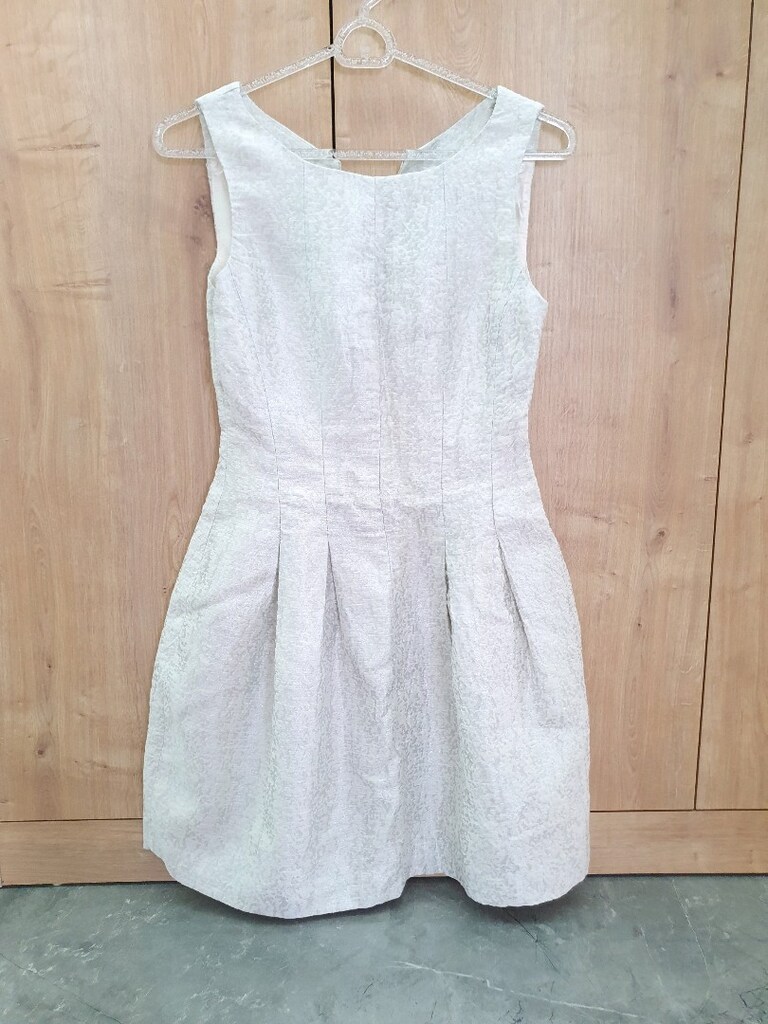 Zara Kolsuz Midi gümüş jakarlı Abiye Elbise - 3