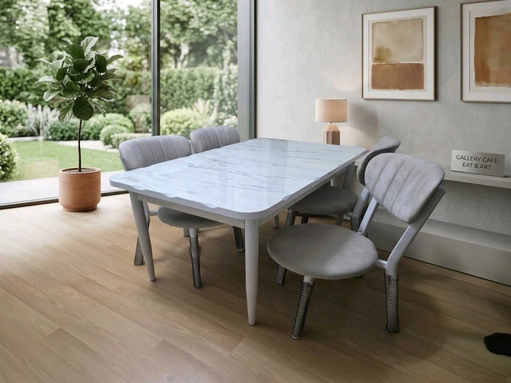 İmalattan Sıfır - Full MDF High Gloss Lüks Yemek Masası Takımı KAÇMAZ - 5