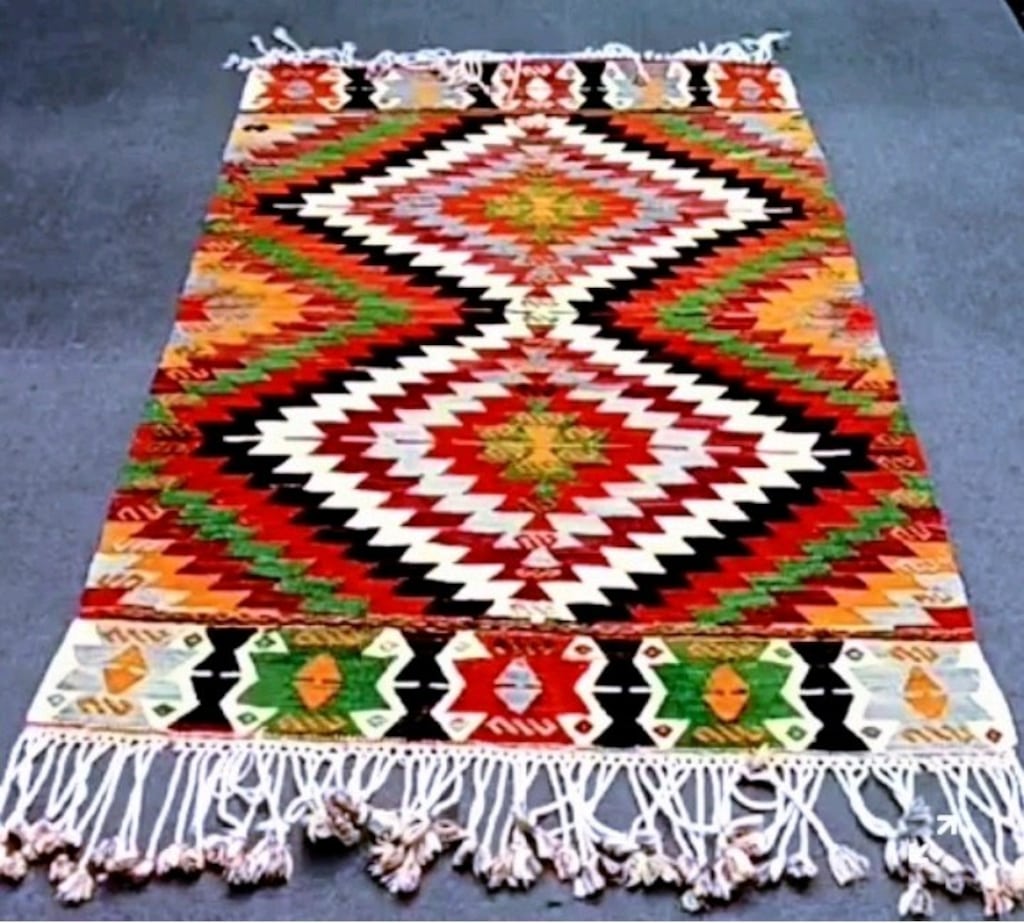 Denizli Çal Antika el dokuma yün dekoratif tablo gibi kilim - 4