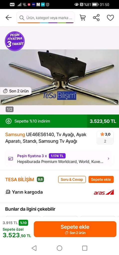SAMSUNG UE 46ES6140 117 EKRAN TELEVİZYON AYAĞI - 5