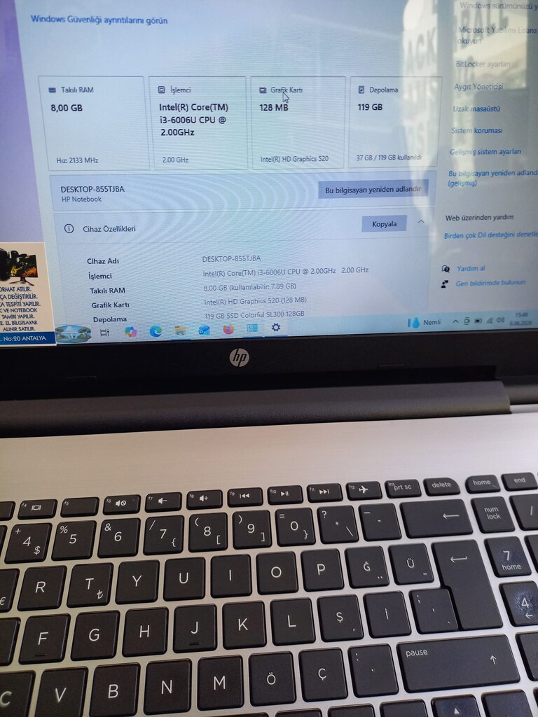 HP İNTEL İ3 6 NESİL 8 GB RAM 128 GB SSD WİNDOWS 10 İŞLETİM - 5