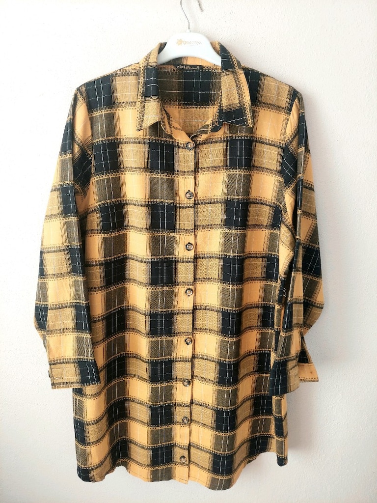 Elele ekose retro gömlek elbise-tunik
