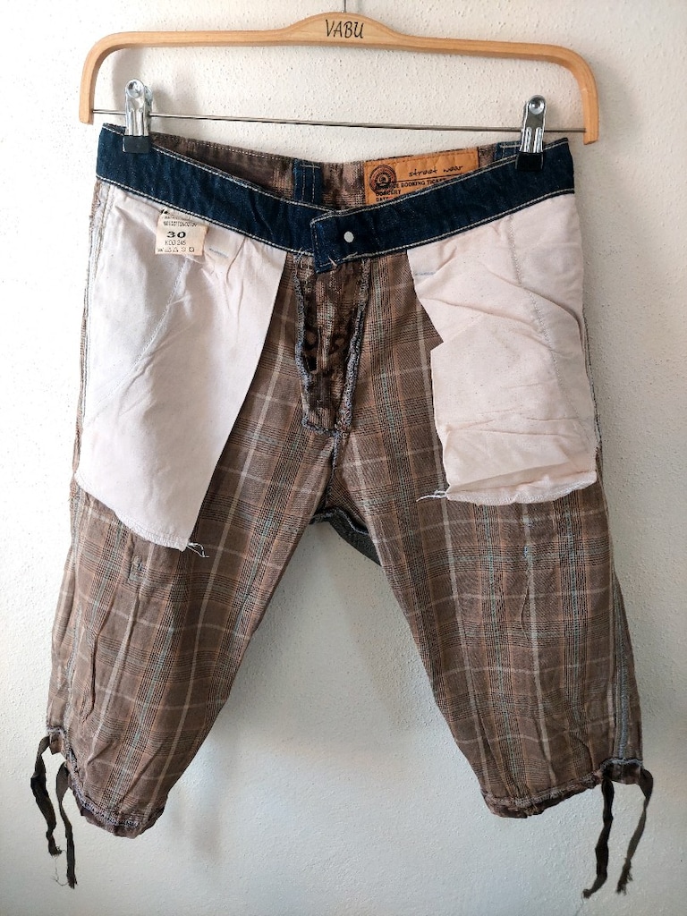 Denim yamalı kamuflaj batik desenli kargo Şort - 9