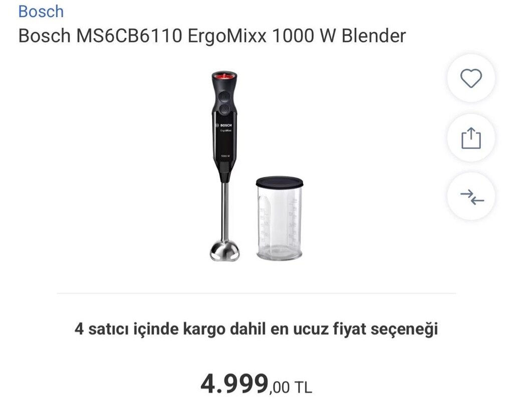 Bosch MS6CB6110 ErgoMixx 1000 W Blender Devir Ayarlı - 5