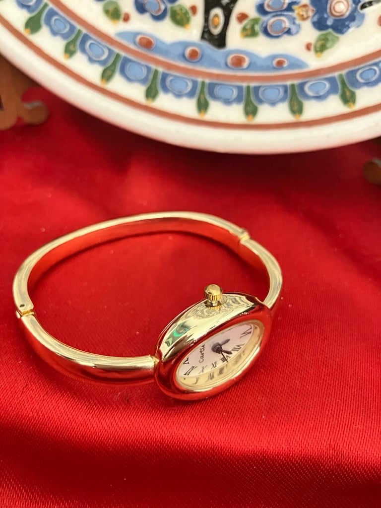 Cartier beyaz Kadranlı Gold Kelepçe Kadın Saat - 5