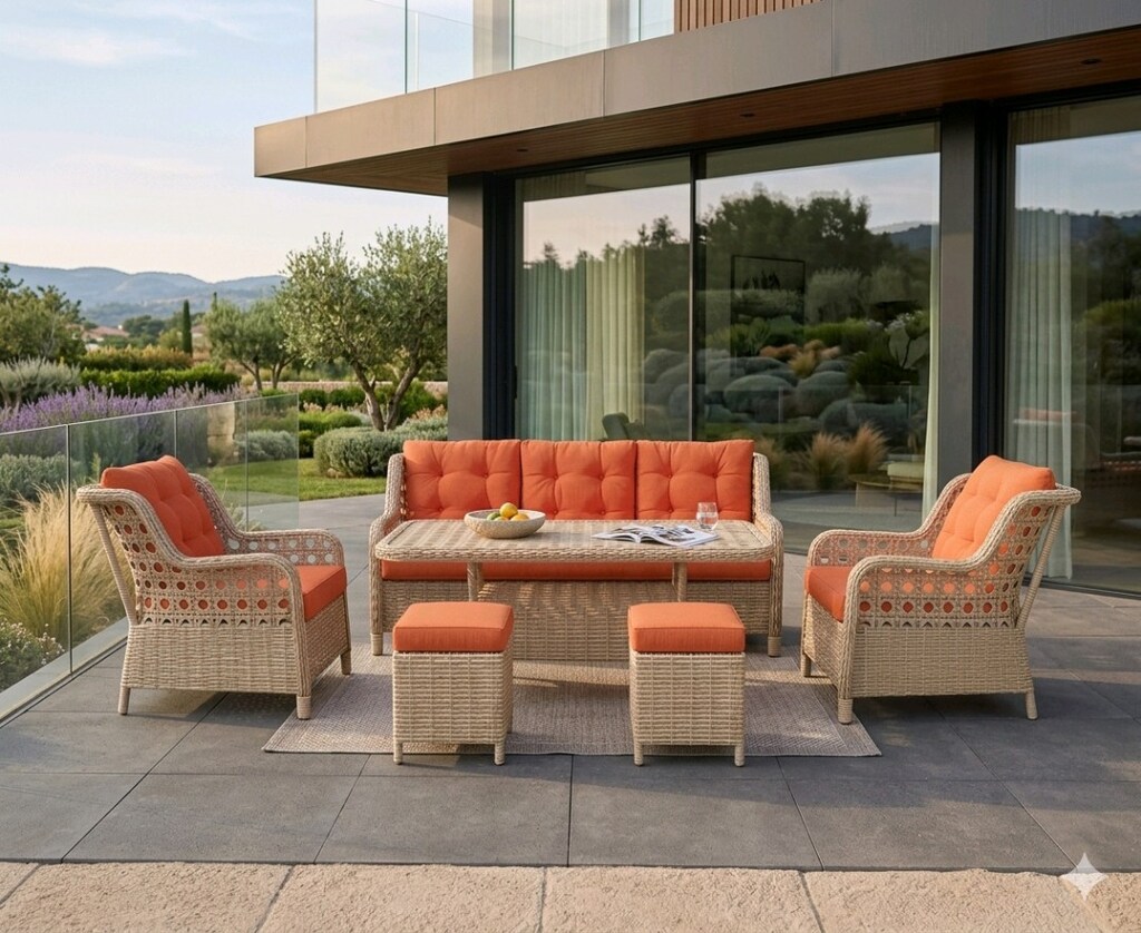 Rattan Bahçe Koltuk Takımı, Balkon Oturma Grubu, Bahçe Mobilyası - 8