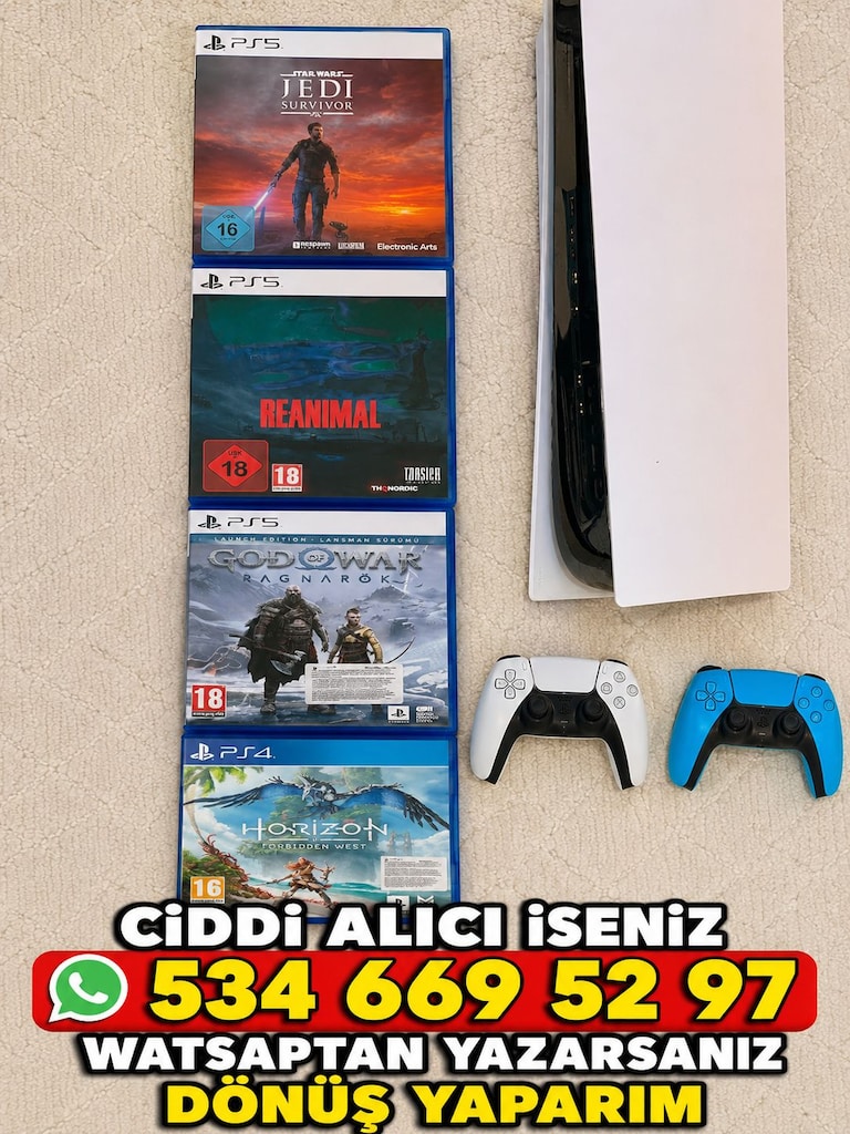 PS5 SLİM 1 TB 2 KOL 4 OYUN TR CİHAZ KUTU FATURALI SIFIRDAN FARKSIZ - 2