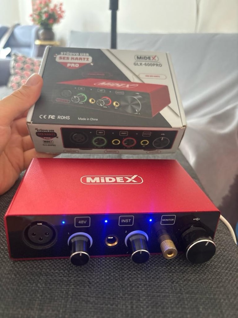 Midex Glx-600 Pro Üst Kalite Stüdyo Ses Kartı 2 Giriş 2 Çıkış - 3