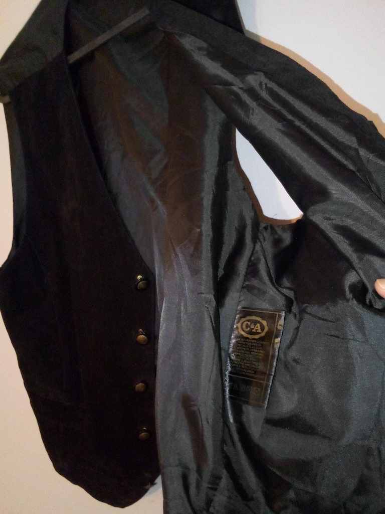 C&A siyah ön süet arka ince siyah astar XXL klasik vintage ön boy 75 - 4