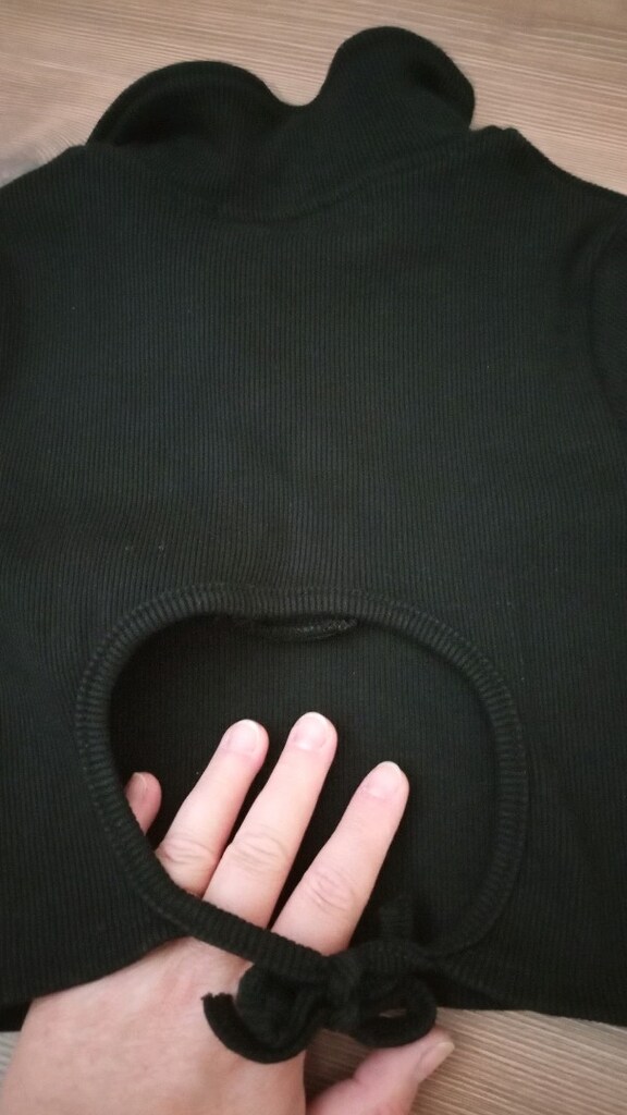 Zara Siyah Polo Yaka Crop Tişört - 4