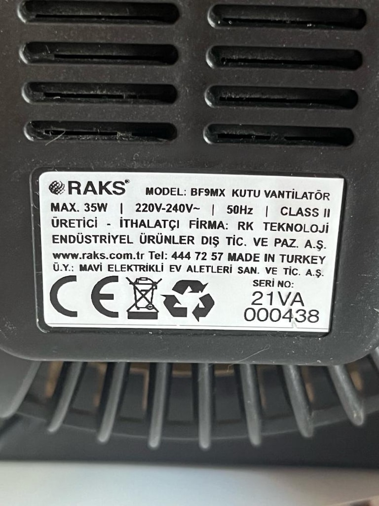 Raks BF 9 MX kutu tipi masa vantilatörü - 5