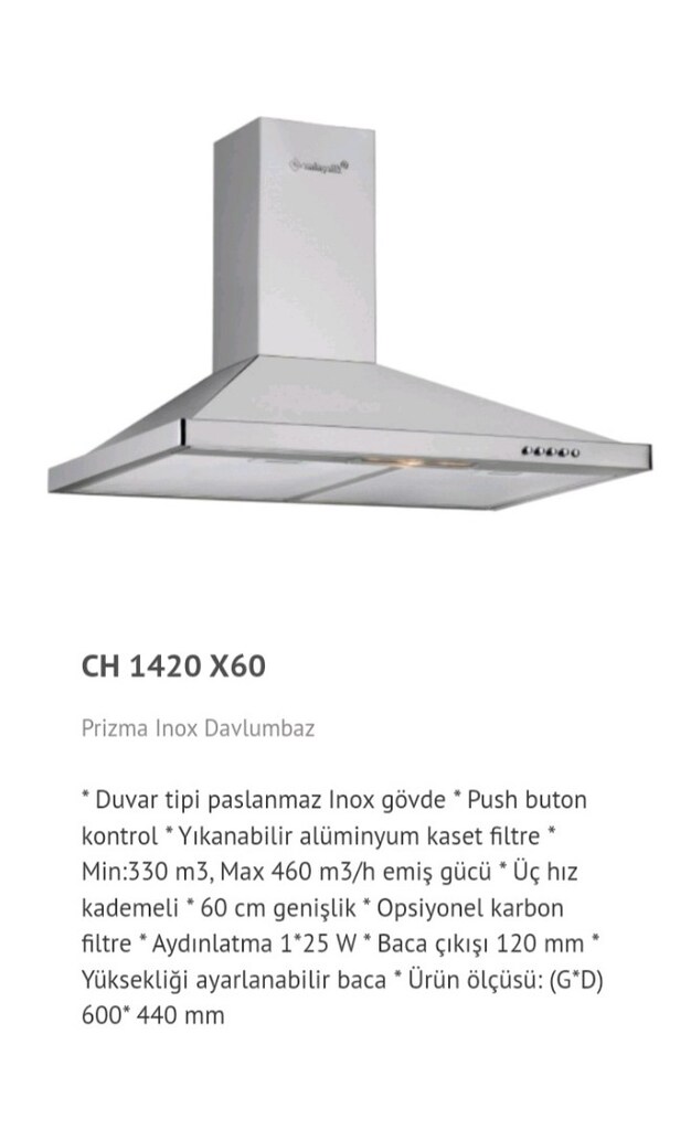 Eminçelik Ferre Piramit Davlumbaz Siyah Beyaz Ve İnox Renkler 3.500 TL - 8