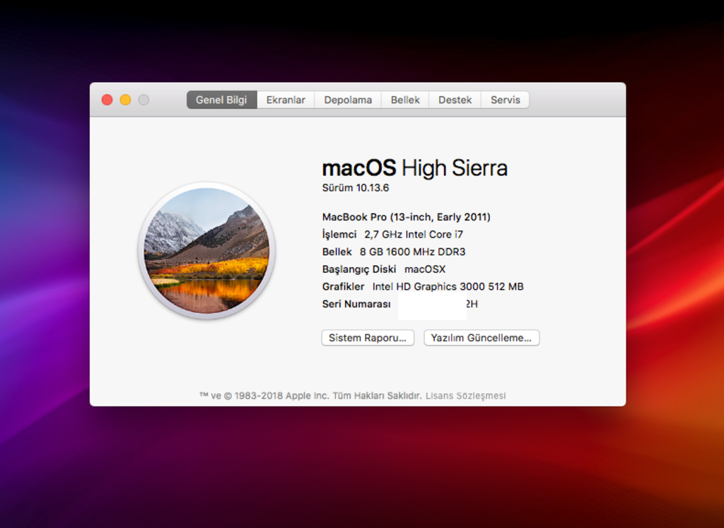 TAKAS İMKANI - MacBook Pro i7 2.7 GHz İşlemci 8GB RAM 500GB SSD - 10