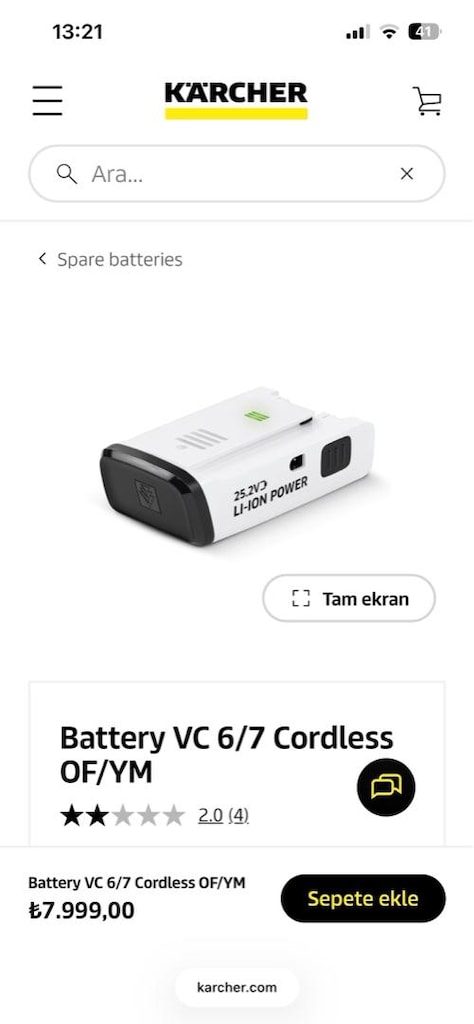 Karcher şarjlı süpürge orijinal yedek batarya (lion power 25.2v) - 5