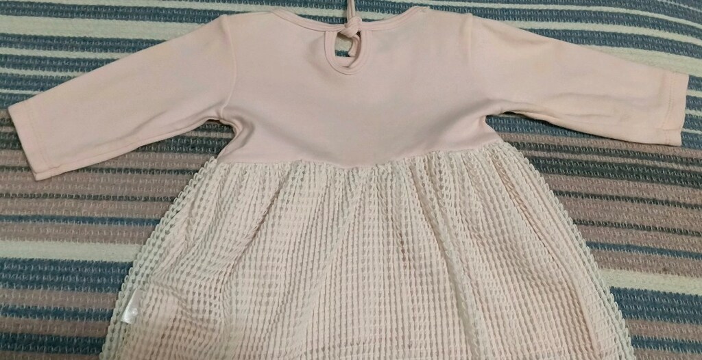 Pembe Beyaz Tüllü Güpürlü Bebek Elbise - 8