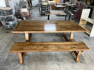 doğal kestane ahsap masa ve bench - 2