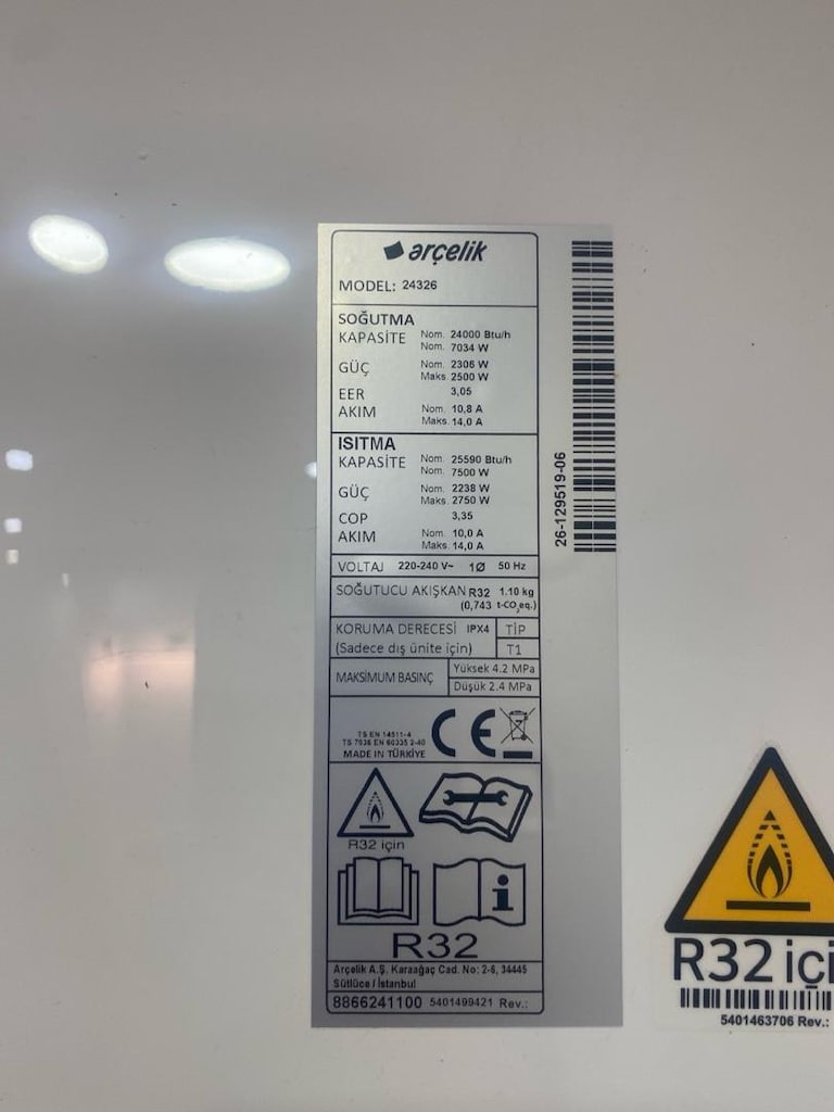 Arçelik 24.000 BTU Klima 22 ay daha garantisi devam etmektedir. - 2