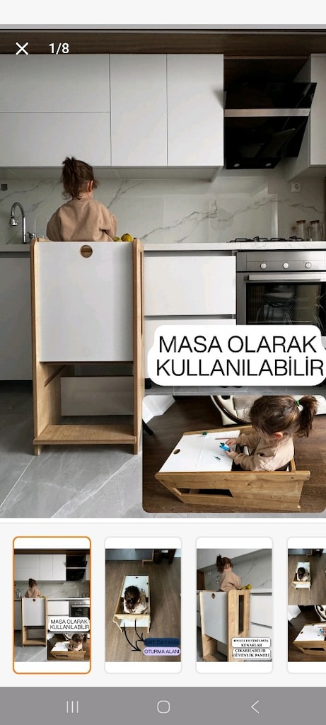Montessori oğrenme kulesi ve çocuk masası - 4