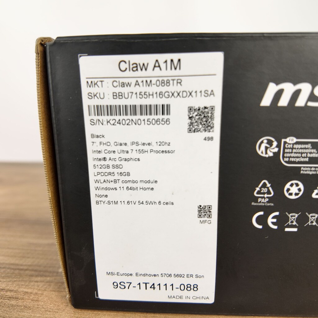 MSI CLAW A1M INTEL CORE ULTRA 7 155H 512 GB SSD 16 GB RAM WİN 11 - 10