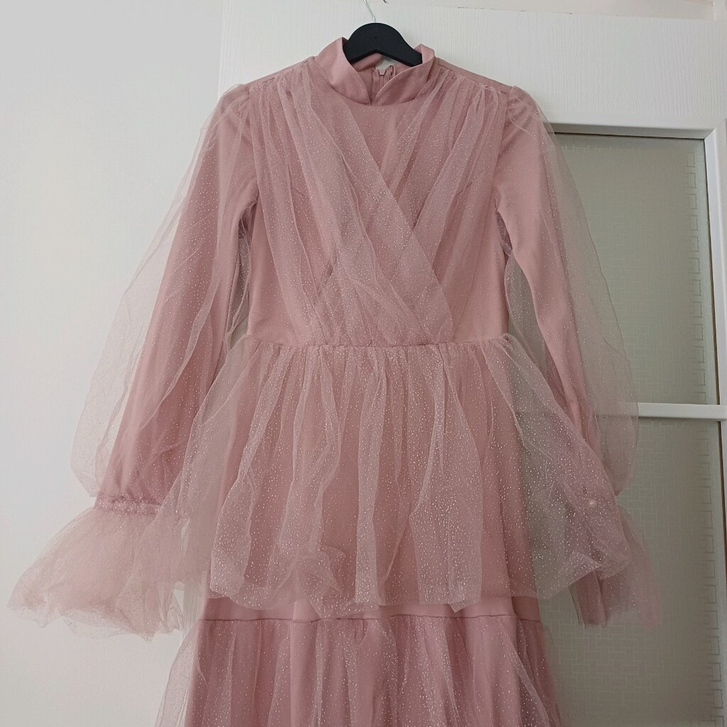 pembe tül simli hiç bir leke yırtık renkte bozulma yok - 3