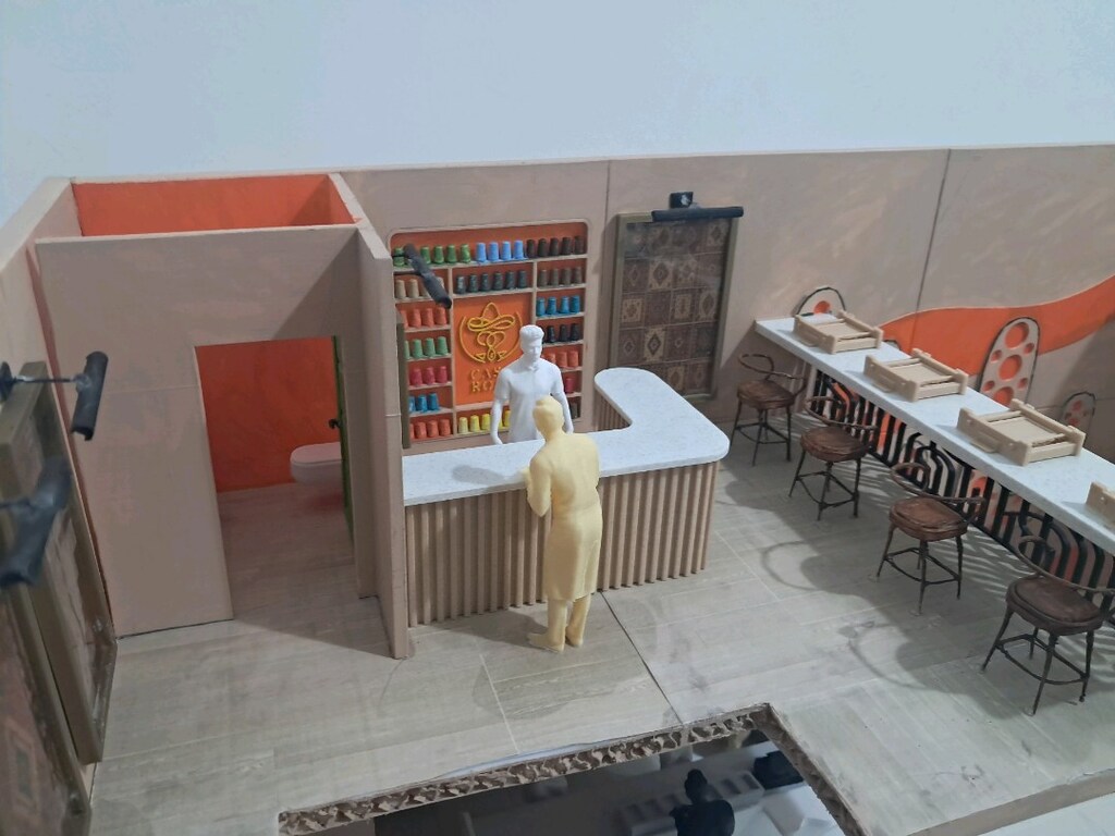 Meksika Konseptli Kafe Mimari Maketi (1/20) Profesyonel El Yapımı - 15
