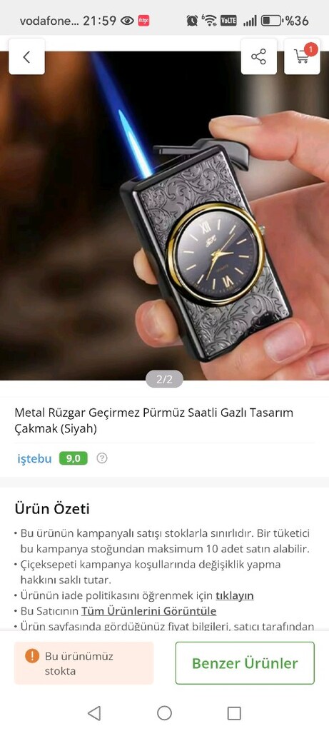 Metal Rüzgar Geçirmez Pürmüz Saatli Gazlı Tasarım Çakmak (Siyah) - 3