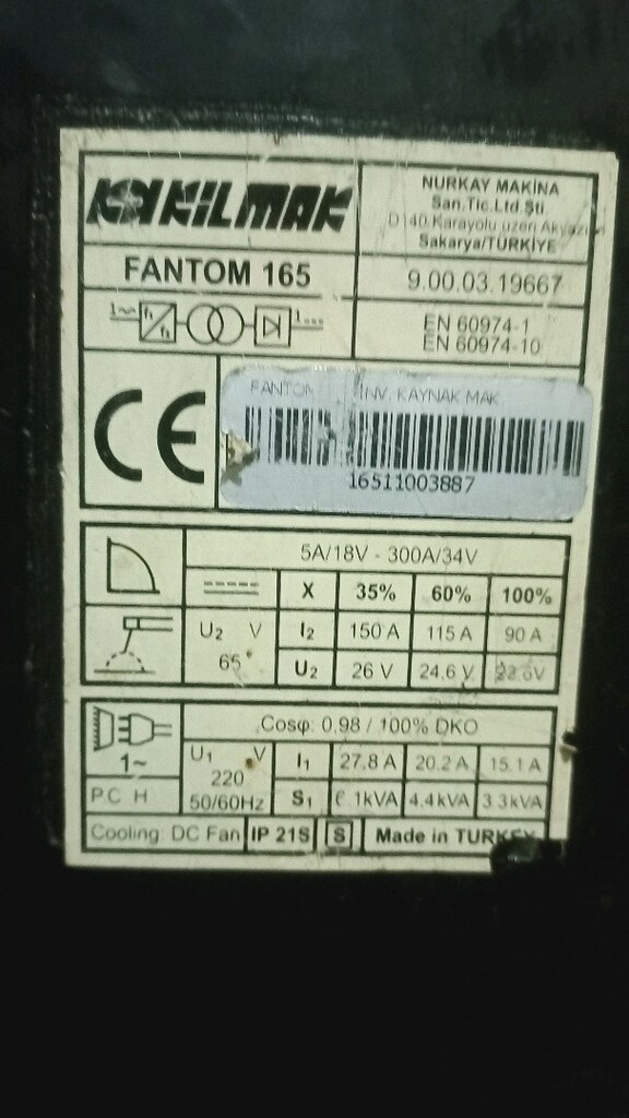 kilmak kaynak makinesi phantom 165 - 5