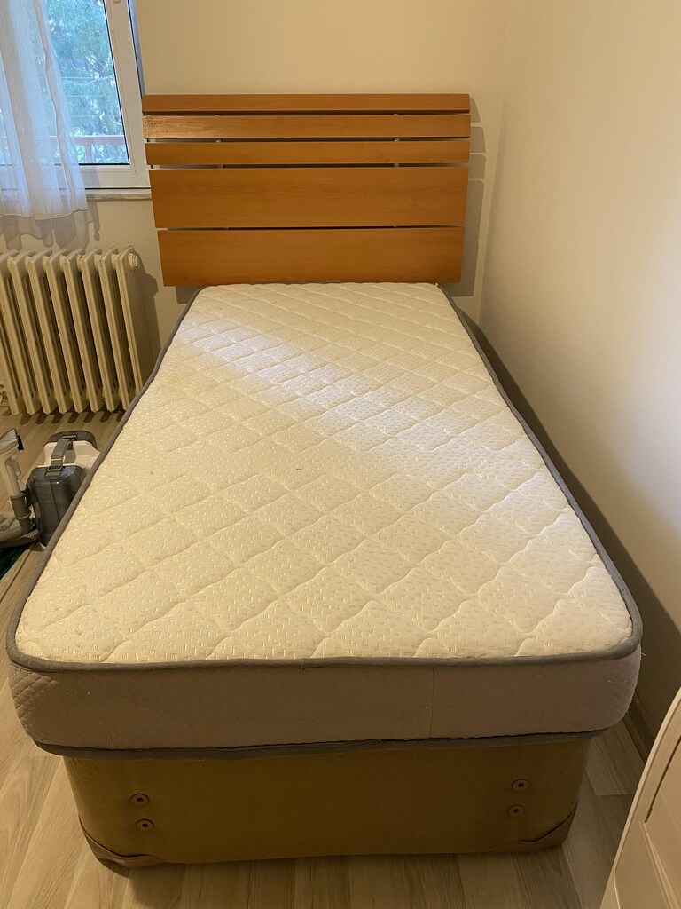 Tek Kişilik Sandıklı Baza + Yatak + Başlık