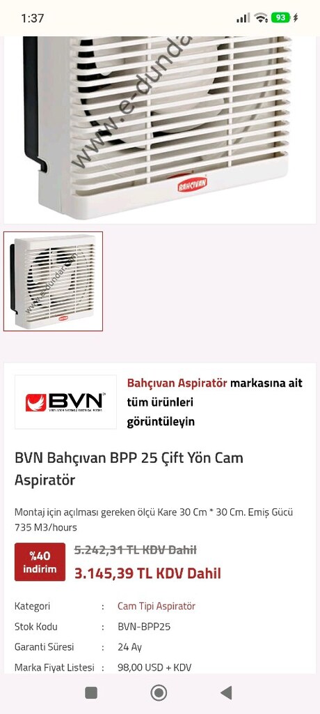 285x285 Dündar marka çift yönlü kare fan - 4