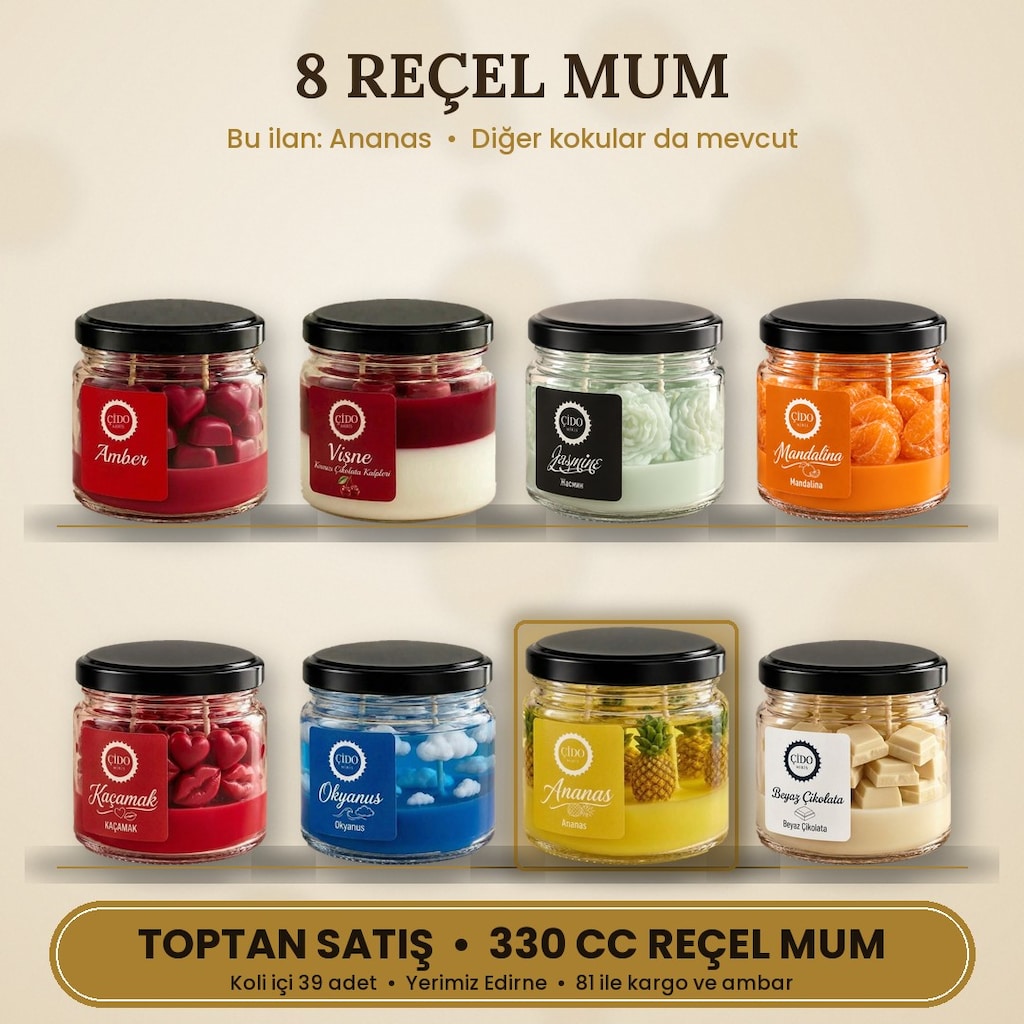 ÇİDO MİRİS ANANAS KOKULU KAVANOZ MUM 330CC ORİJİNAL - 3