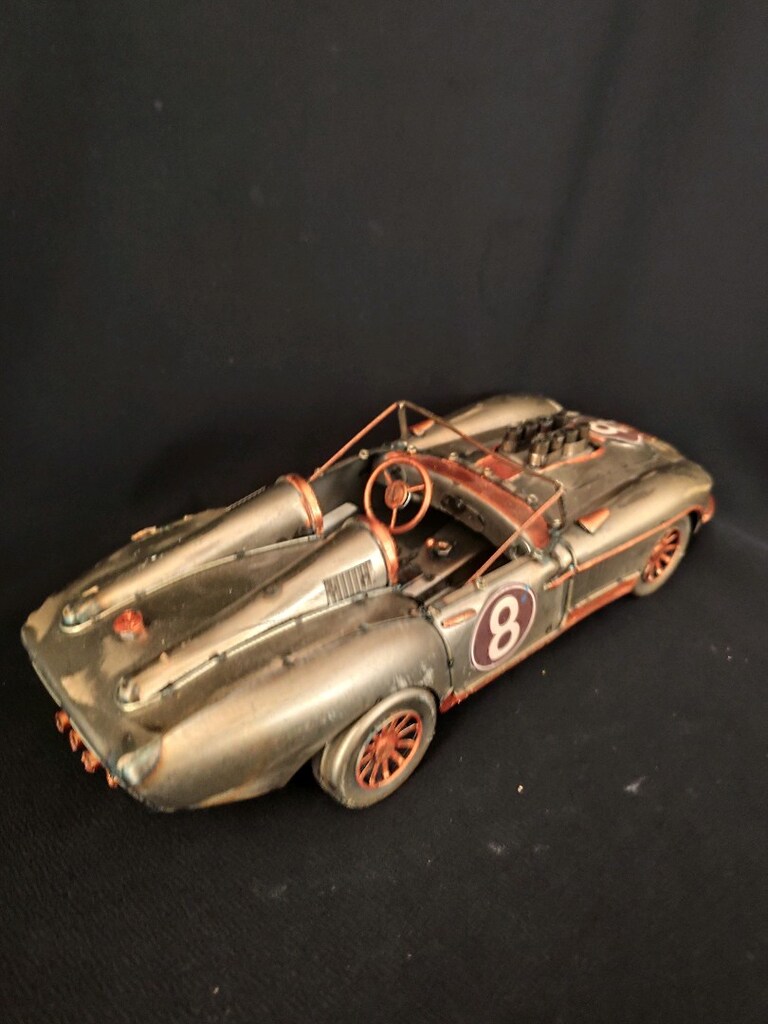 El Yapımı Vintage Metal Yarış Arabası Biblo - Kaynak Detaylı Dekoratif - 3