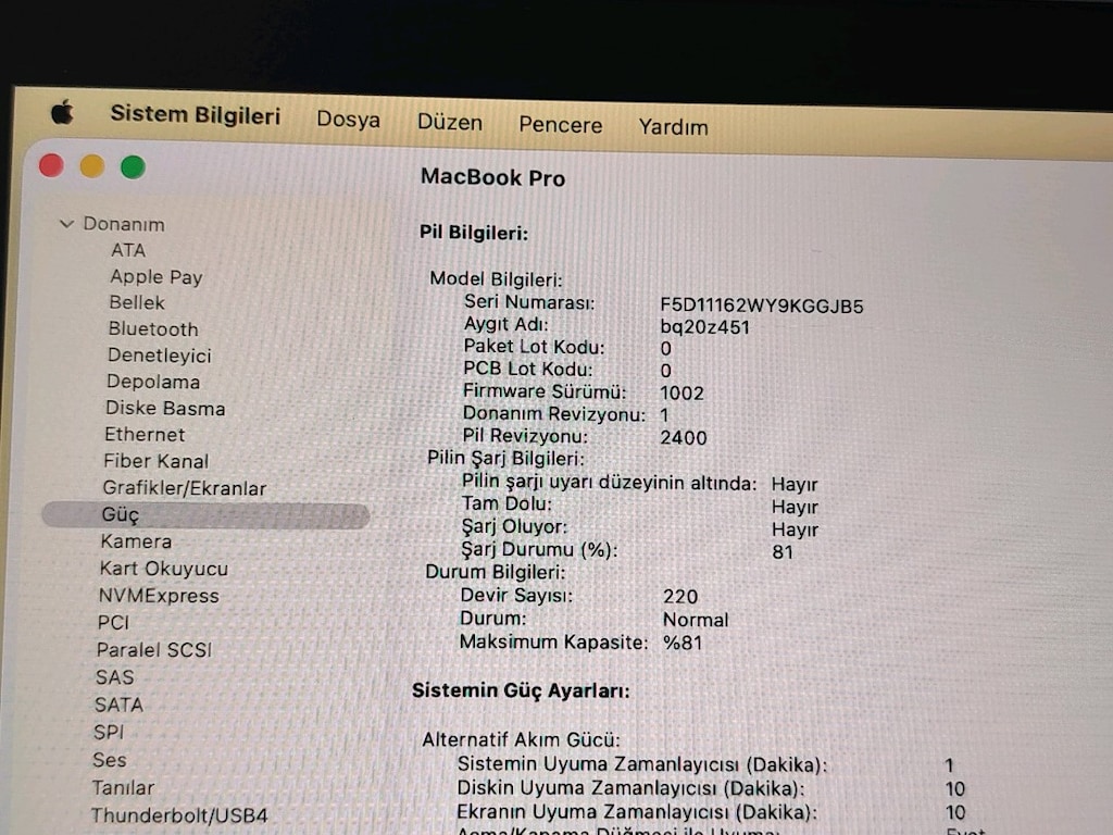 MacBook pro M1 8GB RAM 256GB SSD PİL DEVRİ 220 TOUCBAR ÖZELLİĞİ VAR - 4