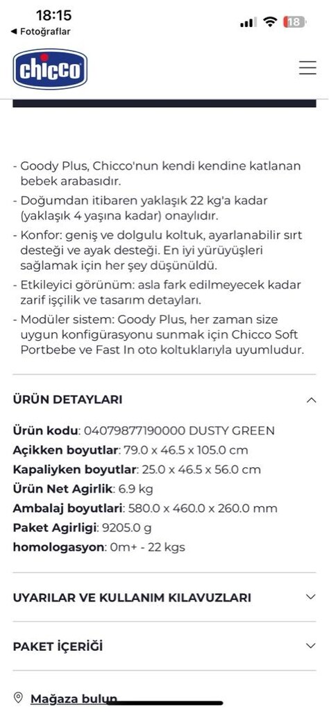 Chicco goody kabin katlanabilir bebek arabası - 10
