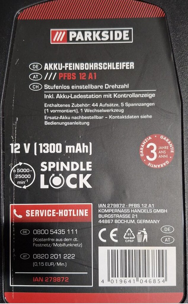 Parkside Akülü hassas matkap/taşlama makinesi 12V 1A Li-ion. 80 parça - 3