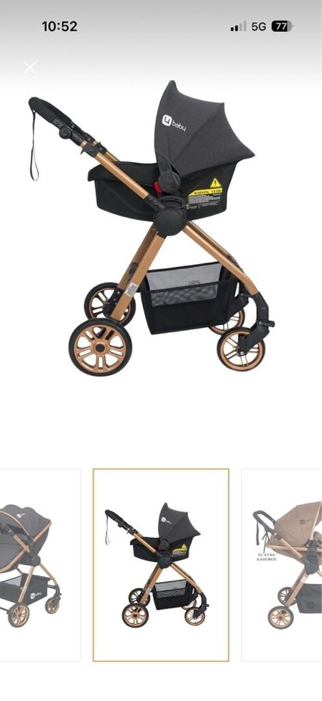 Babylux 3lü Siyah & Altın Bebek Arabası Seti 2yıl garantili - 3