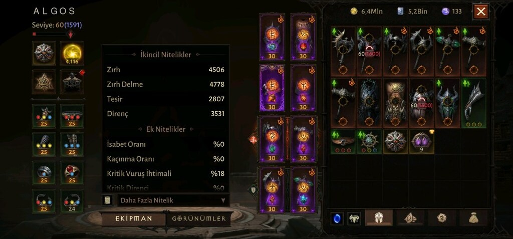 Diablo İmmortal Karekter 4 K Rezonans Barbar Crodric Server - 8