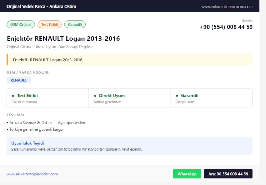 Enjektör RENAULT Logan 2013-2016 - 2