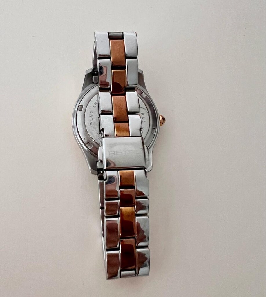 Retro Gümüş ve Rose Gold Taşlı Saat - 3