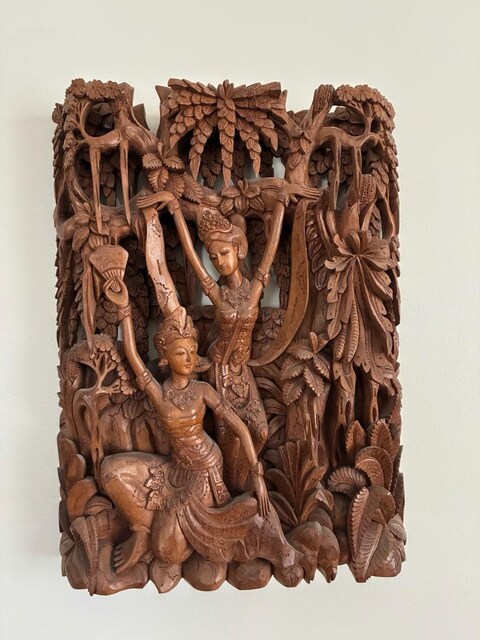 ENDONEZYA BALİ RAMAYANA EL OYMASI AHŞAP RÖLYEF TABLO