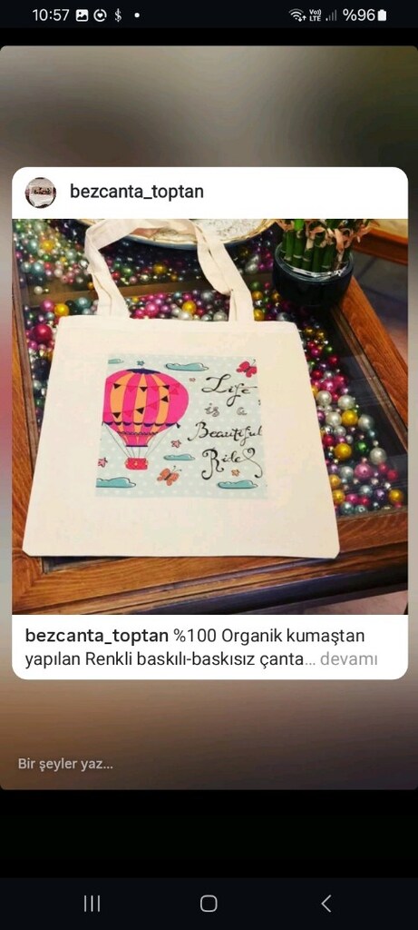 Bezçanta toptan yada tek Baskili Baskisi % Pamuklu Kumaştan