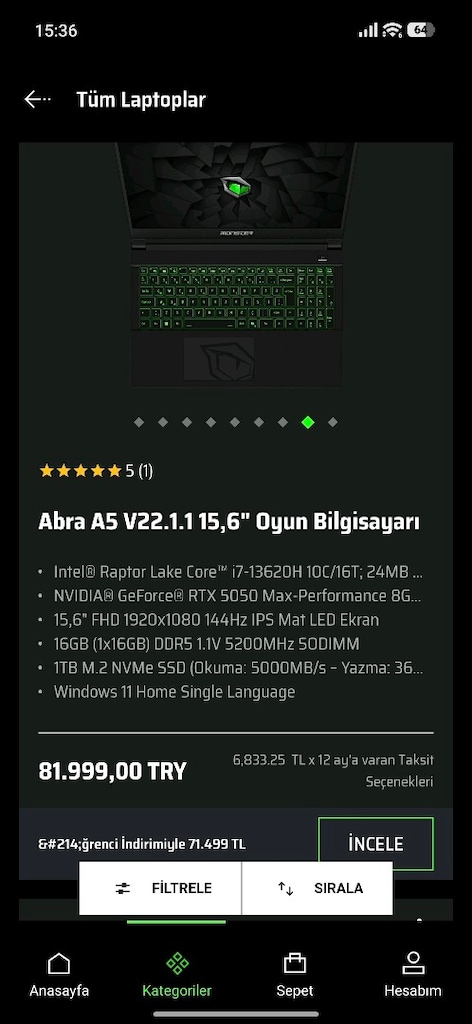 MONSTER ABRA A5 OYUNCU LAPTOP - 8