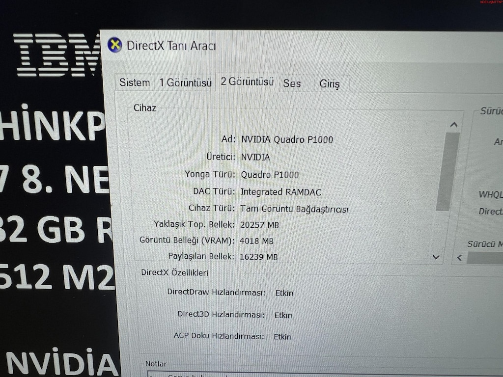 LENOVO THİNKPAD İ7 8. NESİL 32 GB RAM 512 M2SSD QUADRO P1000 - 7
