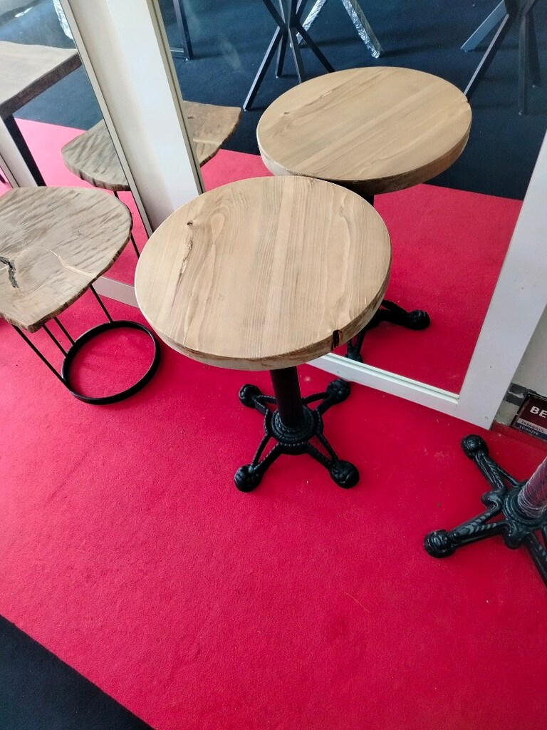 yuvarlak kütük var bistro masa - 2
