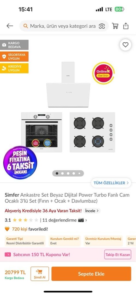 Ankastre set Acilll.. (Yepyeni 4 kere kullanıldı) - 3