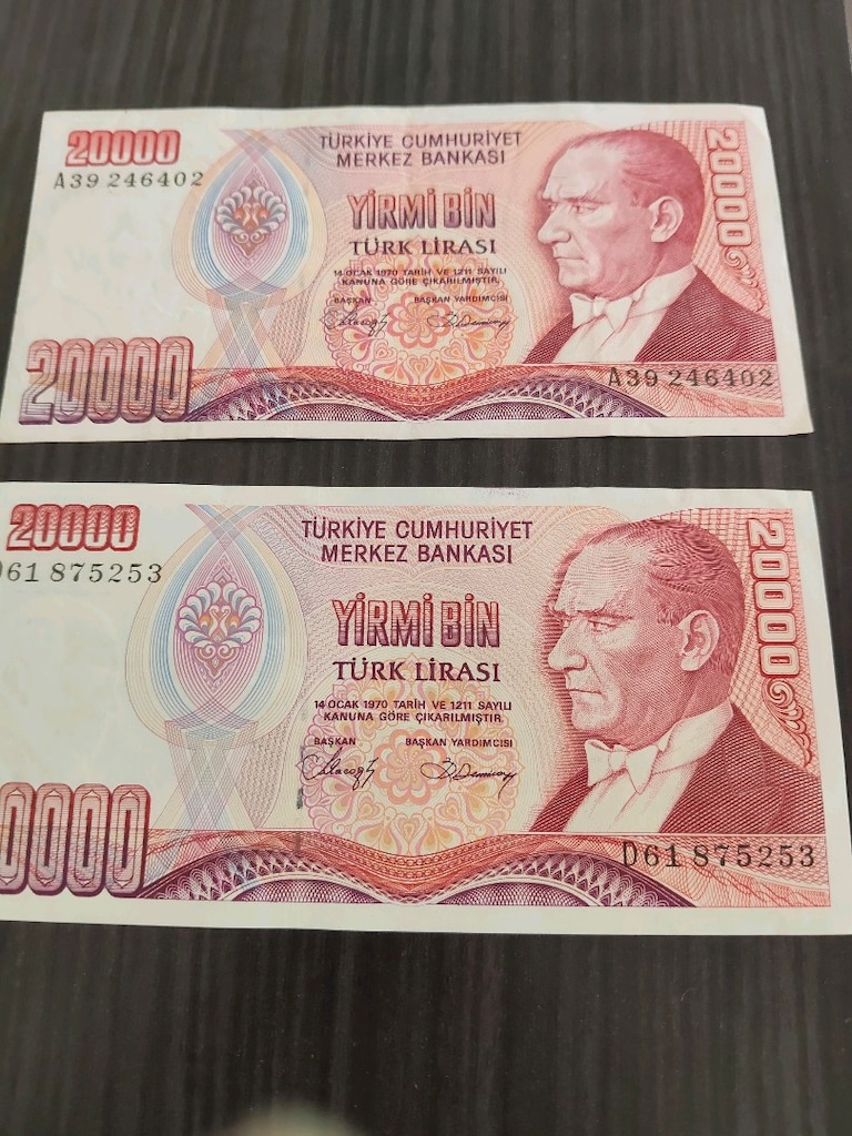 7.Emisyon 20.000 TL Banknot Lotu (3 Adet - A Serisi ve Çil Dahil) - 2